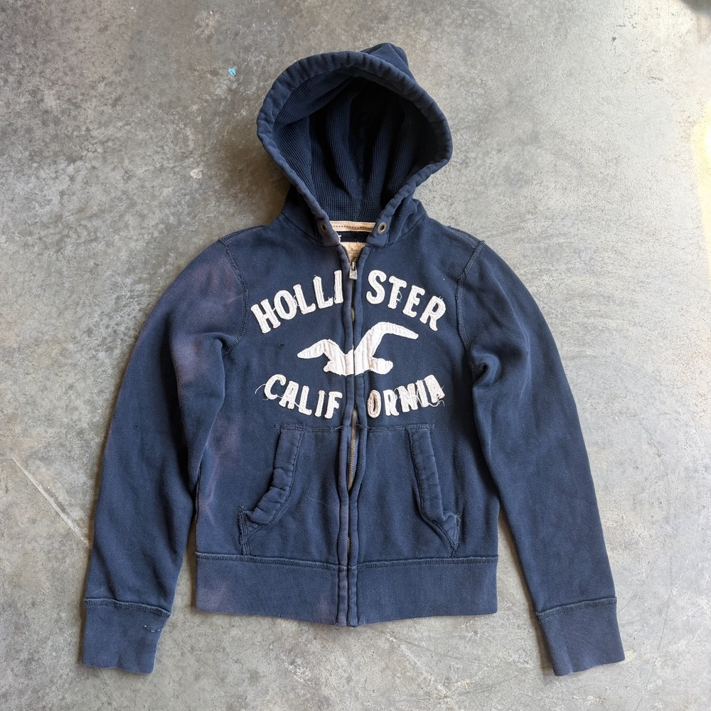 VTG Y2K Hollister California Faded Embroidered Full Zip Hooded Jacket Womens S